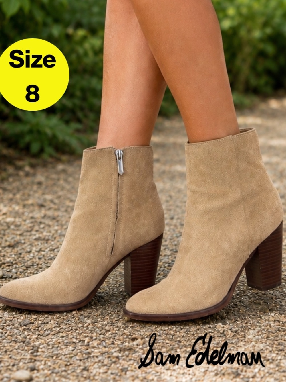 SAM EDELMAN 🤎 Women’s Tan Suede Ankle Boots (Size 8)